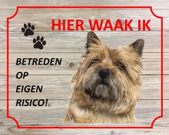 Bord Hier waak ik Cairn terrier