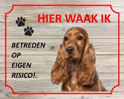 Bord Hier waak ik Engelse Cocker