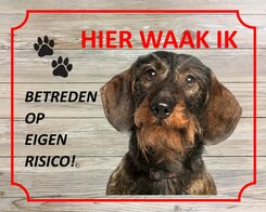 Bord Hier waak ik Tekkel ruw haar