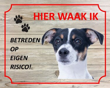 Bord Hier waak ik  Jack Russel